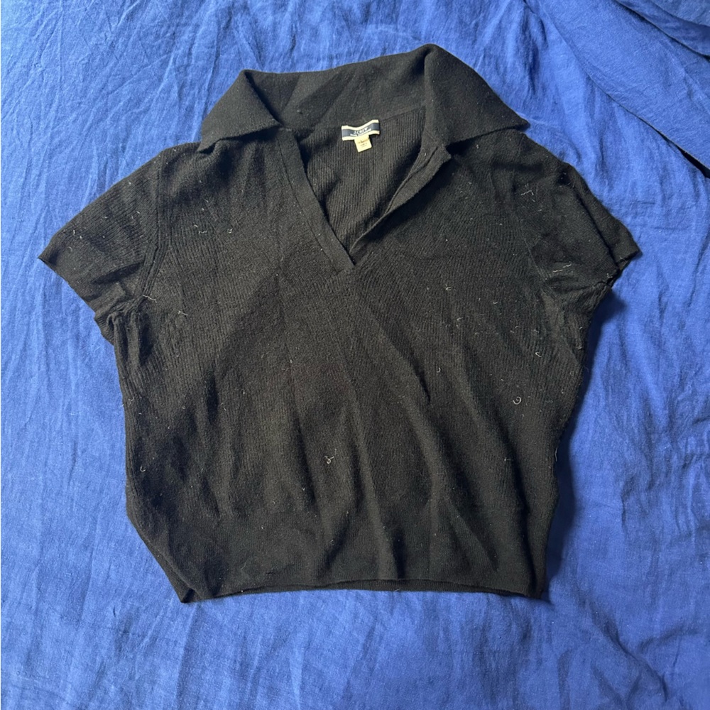 JCREW Cropped Cashmere Polo, size L